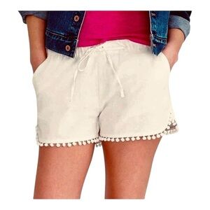 J.Crew Pom-Pom linen Shorts White M